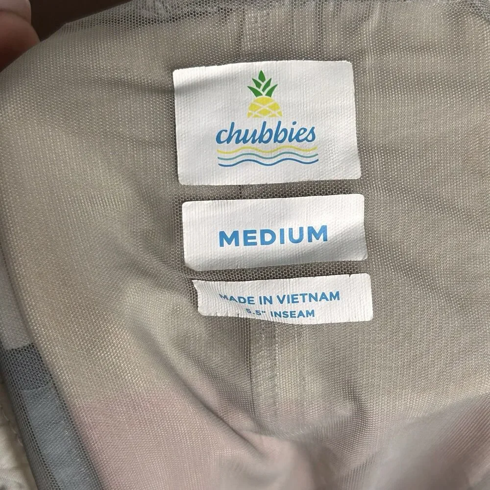 Chubbies 5.5” inseam the golden hours pattern swim shorts size Medium Striped